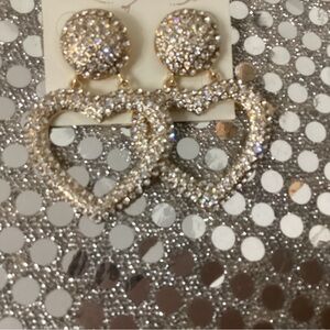 Crystal love heart shaped bling earrings